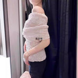 Spring New French Pure Desire Folding Effect Syringe T-Shirt Top