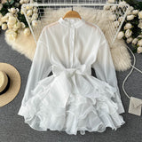 Chiffon Chic Top Women's Autumn Dress New Lotus Side Of The Ocean Design Bow Tied With Niche Shirt
