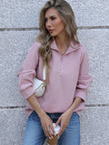 New Wish Autumn Explosion Of Women's Hot Sales Of Pure Color Long Sleeve Zipper Collar