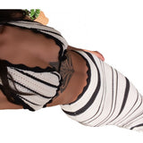 2025 Striped Bikini Knitted Vest Sling Suit Beach Bohemian Style Long Dress