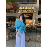 Dopamine Salts Lightly Wear Lake Blue Sunscreen Shirt Loose Thin Mountain Trousers Two Sets Of New Summer