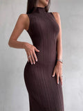 2025 New Women's High-Collar Knit Dress Sexy Medium-Long French Lint Fashion Dress