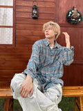 Vintage Grinding Plaid Long-Sleeved Shirt Men And Women Cleanfit Handsome Couple The Same Fried Street Coat
