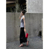 Grey Old Money Wind To Close The Waist Round Vest Women 2025 Summer Design Feeling Slimming Niche Clad Summer