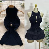 Light Luxury Gold Wind High-End Sleeveless Knitted Vest Women Summer Metal Kinesi Design Chic Hot Girl Top Tide