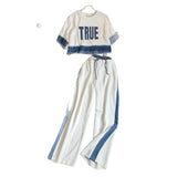 2025 Summer Loose Short-Sleeved Blouse Wide Leg Trousers Two-Set Sports And Leisure Suit Women