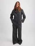 Middle Eastern Women's OL Elegant Wind Button Striped Broad Leg Trousers Set Commuting 2025 New