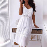 2025 New Sexy Lace Splicing Sling Beach Dress