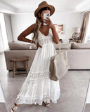 Women's Dress Casual Lace Splicing Sleeveless Long Dress