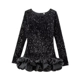 Mini Party Dress Women's Cascadal Short Dress 2025 Dress-Up Long Sleeves Of The Pool