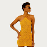 2025 High-End Summer Women's Temperament High-End Slings Bare Back Hollow Short Dress Women