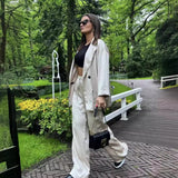 Women's Clothing 2025 New Casual Double-Dbuted Blazer + Trouser Suit Trend