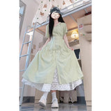 Design-Sensitive Dress Women's 2025 Summer New French Temperament Short-Sleeved Folding Skirt In The Waist