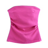 Summer Fashion Folded Women's New Trend Brag Vest Solid Color Bhise Repair Body Small Top