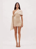 Autumn And Winter New Women's Fashion Elegant Round-Collar Knitted Dress Striped Dress Long Thin