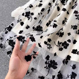 French Temperament Short Double Buckle Suit Jacket Female High-End Velvet Mesh Sling Dress Two Sets