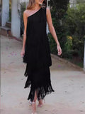 Fashion Eso-Shouldered Asymmetric Dress 2025 Spring And Summer New