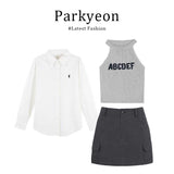 Spice Girl Grey Letters Hanging Neck Suspension Vests Loose Sun T-Shirt Packed Three-Piece Dress