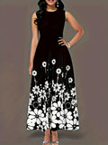 2025 Summer New Fashion Sleeveless Print Loose Round Collar Simple Temperament Dress