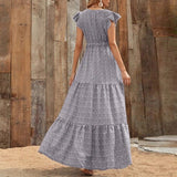 Women's Dress 2025 Sha Bohemia V-Neck High-Waisted Printed Holiday Dress Spliced With Broken Floral Dresses