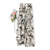 2025 High-End Cotton Pyjamas Ladies Summer Thin Artificial Silk Home Leisure Long Trousers Straight Can Be Worn Outside
