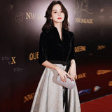 Black Evening Dress Women's 2025 New Temperament Party Walk Show Dress Party Banquet Year's President's Evening Dress