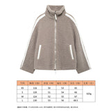 2025 Women's Autumn And Winter Fashion Colliding Splicing Lead Resin Zipper To Keep Warm Imitation Lamb Jacket