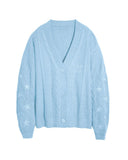 Mold Same Taylor Orange Cardigan Embroidered Stars Loose Languid Temperament Sweater