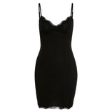 2025 Summer Fashion Trend Women's New Sling Lace-Side Hip Repair Slimy Dress