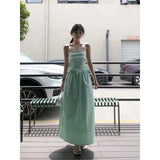 Design-Sensitive Dress 2025 Summer New French Temperament Bow Bows Folded Long Breast-Wearing Skirt