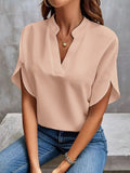 2025 Women's Summer Casual Pure Color V-Neck Loose Shirt Top Woman