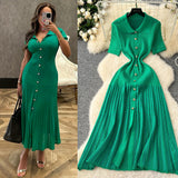 French Inside Sweater Dress Women 2025 Winter Elastic Repair Slimming Famous Wind Single Buckle Knitted Long Skirt
