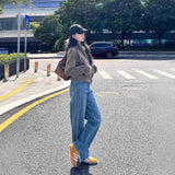Blue Plus Plus Thickened Narrow Version Of Straight Jeans Women 2025 Autumn And Winter High Waist Thin Loose Long Pants