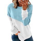 2025 Autumn New Long-Sleeved Round Neck Bump Color Loose Shirt T-Shirt Top Woman