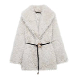 2025 Women's Winter New Artificial Fur Effect With Belt In The Long Fur Coat