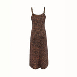 2025 New Ladies Sling Leopard Butterfly Print Dress V-Neckless Skirt