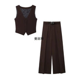 Women's Clothing 24 New Side Fork Vest Belt 100 Folded Casual Trousers
