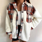 2025 New Collared Leopard Print Plush Stitching Color Warm Long-Sleeved Autumn And Winter Shirt Jacket