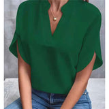 2025 Summer New V-Neck Shirt Women Solid Color Casual Buffet Shirt