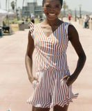 Summer 2025 New Surf Striped Tight-Up Sling Sleeveless Temperament Commuting Jumpsuit Women