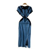 Women's Dress Dress 2025 Spring Design Sense Niche Tied With Long-Sleeved Lotle Leaves Side Irregular Loose Long Dress