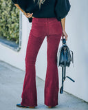 2025 Autumn And Winter Women's Solid Color High Waist Repair Micro-Trumpet Trousers Cord Velvet Tight Waist Casual Pants