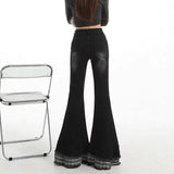 Pink Purple High-Waisted Broad-Legged Jeans Women's New Broken Hole Hair Fall Trousers In Summer 2025