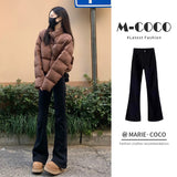 High-Rise Black Micro-Tight Jeans 2025 New Autumn And Winter Large-Size Trousers Showing Thin Plus Thick Straight Trousers