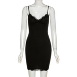 2025 Summer Fashion Trend Women's New Sling Lace-Side Hip Repair Slimy Dress