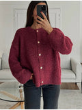 Autumn/Winter 2025 Women's Comfortable Casual Solid-Colored Knitted Shirt Jacket