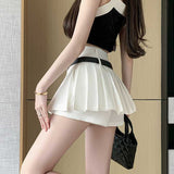 Small Half-Dress Girl Hottie Thin A-Word Short Skirt Summer New High-Waist College Style Pure Folding Skirt