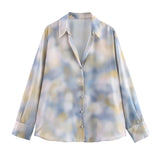 Unique Long-Sleeved Top Women's Spring 2025 New Dopamine Color Dizzled Chiffon Sleeve Shirt Set