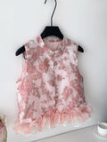 New Chinese Style High-End Heavy Industry Embroidered Sleeveless Tops Women Summer Three-Dimensional Lotus Edge Splicing Open