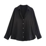 New Women's Clothing In Autumn 2025 20 Color Buff Silk Densate V Collar Long-Sleeved Striped Vertical Shirt